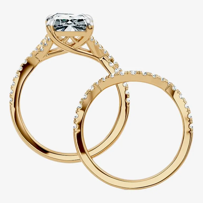 Signature By Modern Bride (F-G / Vs2-Si1) Womens 3 1/2 CT. T.W Lab Grown White Diamond 10K Gold Rectangular Side Stone Bridal Set