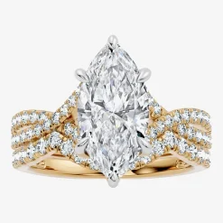 Signature By Modern Bride (F-G / Vs2-Si1) Womens 3 1/2 CT. T.W Lab Grown White Diamond 10K Gold Marquise Side Stone Bridal Set