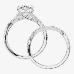 Signature By Modern Bride (F-G / Vs2-Si1) Womens 3 1/2 CT. T.W Lab Grown White Diamond 10K Gold Marquise Side Stone Bridal Set
