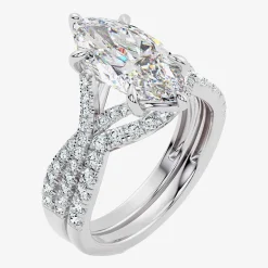 Signature By Modern Bride (F-G / Vs2-Si1) Womens 3 1/2 CT. T.W Lab Grown White Diamond 10K Gold Marquise Side Stone Bridal Set