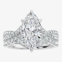 Signature By Modern Bride (F-G / Vs2-Si1) Womens 3 1/2 CT. T.W Lab Grown White Diamond 10K Gold Marquise Side Stone Bridal Set