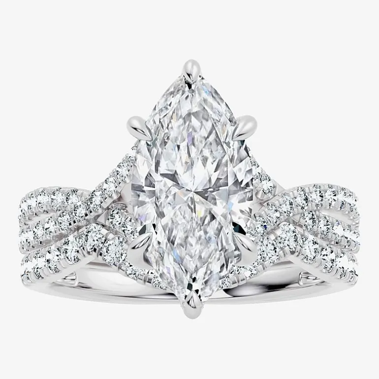 Signature By Modern Bride (F-G / Vs2-Si1) Womens 3 1/2 CT. T.W Lab Grown White Diamond 10K Gold Marquise Side Stone Bridal Set