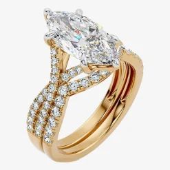Signature By Modern Bride (F-G / Vs2-Si1) Womens 3 1/2 CT. T.W Lab Grown White Diamond 10K Gold Marquise Side Stone Bridal Set
