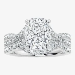 Signature By Modern Bride (F-G / Vs2-Si1) Womens 3 1/2 CT. T.W Lab Grown White Diamond 10K Gold Cushion Side Stone Bridal Set
