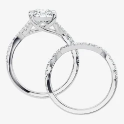 Signature By Modern Bride (F-G / Vs2-Si1) Womens 3 1/2 CT. T.W Lab Grown White Diamond 10K Gold Cushion Side Stone Bridal Set