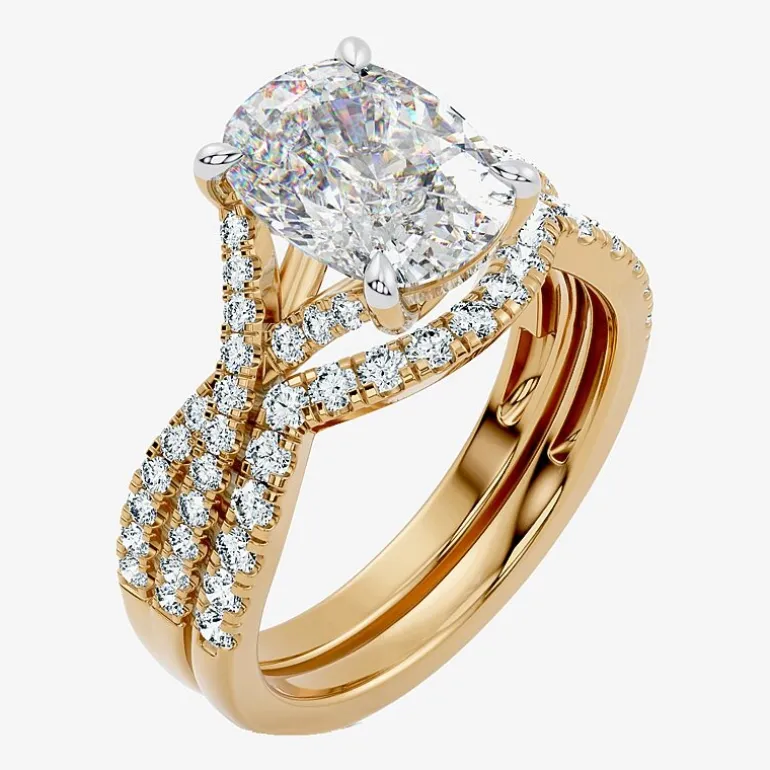 Signature By Modern Bride (F-G / Vs2-Si1) Womens 3 1/2 CT. T.W Lab Grown White Diamond 10K Gold Cushion Side Stone Bridal Set