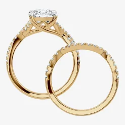 Signature By Modern Bride (F-G / Vs2-Si1) Womens 3 1/2 CT. T.W Lab Grown White Diamond 10K Gold Cushion Side Stone Bridal Set