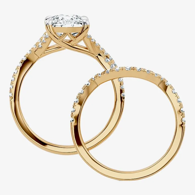 Signature By Modern Bride (F-G / Vs2-Si1) Womens 3 1/2 CT. T.W Lab Grown White Diamond 10K Gold Cushion Side Stone Bridal Set
