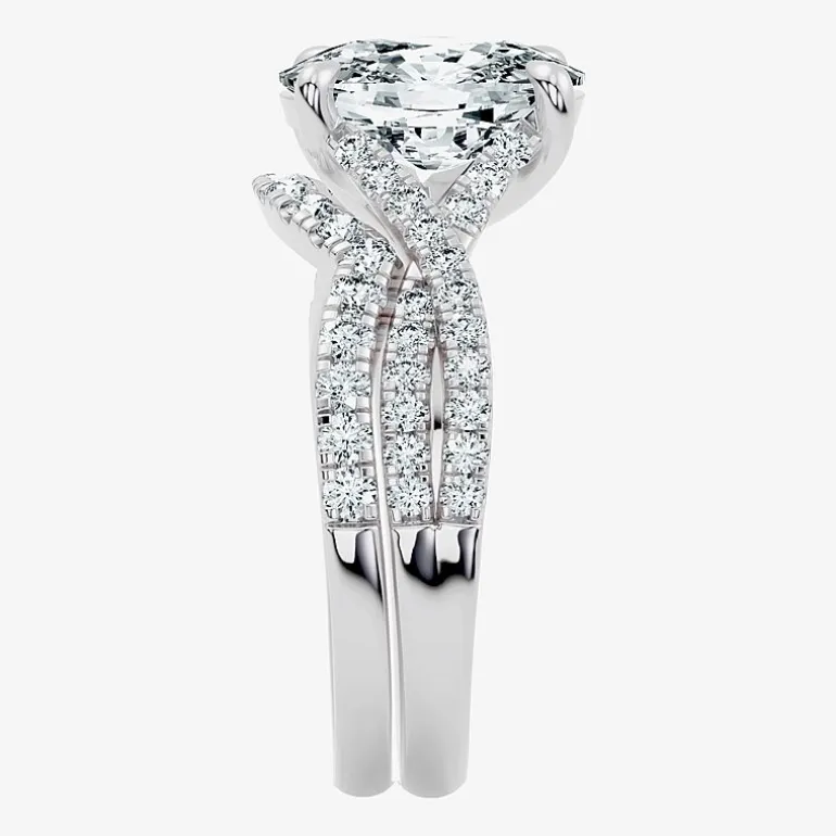 Signature By Modern Bride (F-G / Vs2-Si1) Womens 3 1/2 CT. T.W Lab Grown White Diamond 10K Gold Cushion Side Stone Bridal Set