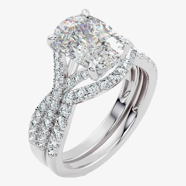 Signature By Modern Bride (F-G / Vs2-Si1) Womens 3 1/2 CT. T.W Lab Grown White Diamond 10K Gold Cushion Side Stone Bridal Set