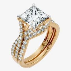 Signature By Modern Bride (F-G / Vs2-Si1) Womens 3 1/2 CT. T.W Lab Grown White Diamond 10K Gold Side Stone Bridal Set