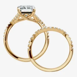 Signature By Modern Bride (F-G / Vs2-Si1) Womens 3 1/2 CT. T.W Lab Grown White Diamond 10K Gold Side Stone Bridal Set