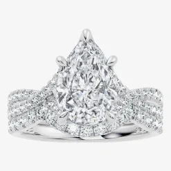 Signature By Modern Bride (F-G / Vs2-Si1) Womens 3 1/2 CT. T.W Lab Grown White Diamond 10K Gold Pear Side Stone Bridal Set