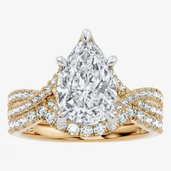 Signature By Modern Bride (F-G / Vs2-Si1) Womens 3 1/2 CT. T.W Lab Grown White Diamond 10K Gold Pear Side Stone Bridal Set