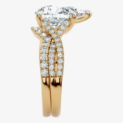 Signature By Modern Bride (F-G / Vs2-Si1) Womens 3 1/2 CT. T.W Lab Grown White Diamond 10K Gold Pear Side Stone Bridal Set