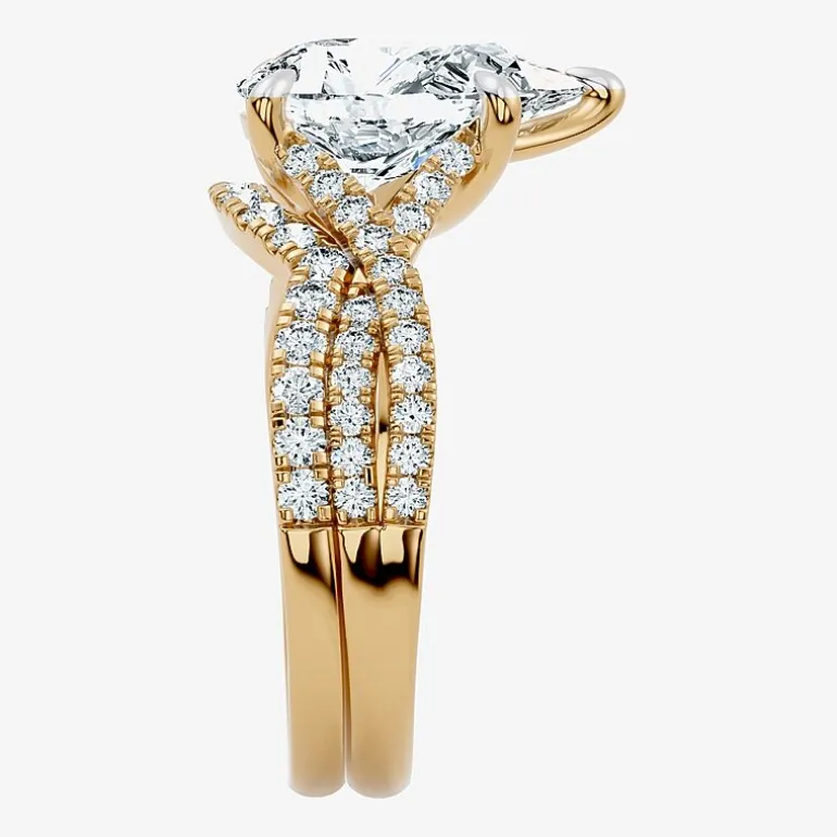Signature By Modern Bride (F-G / Vs2-Si1) Womens 3 1/2 CT. T.W Lab Grown White Diamond 10K Gold Pear Side Stone Bridal Set