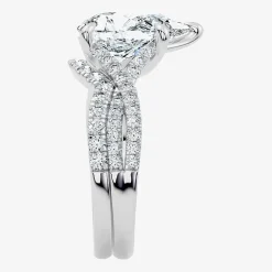 Signature By Modern Bride (F-G / Vs2-Si1) Womens 3 1/2 CT. T.W Lab Grown White Diamond 10K Gold Pear Side Stone Bridal Set