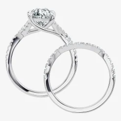 Signature By Modern Bride (F-G / Vs2-Si1) Womens 3 1/2 CT. T.W Lab Grown White Diamond 10K Gold Pear Side Stone Bridal Set