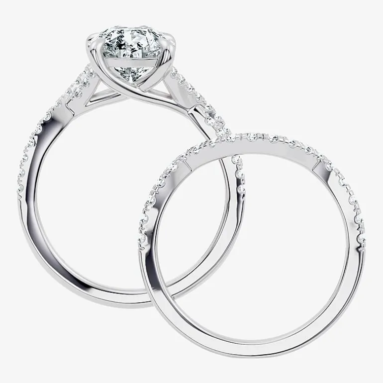 Signature By Modern Bride (F-G / Vs2-Si1) Womens 3 1/2 CT. T.W Lab Grown White Diamond 10K Gold Pear Side Stone Bridal Set