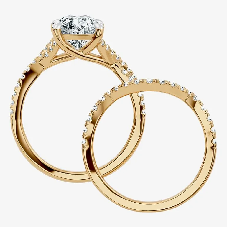 Signature By Modern Bride (F-G / Vs2-Si1) Womens 3 1/2 CT. T.W Lab Grown White Diamond 10K Gold Pear Side Stone Bridal Set