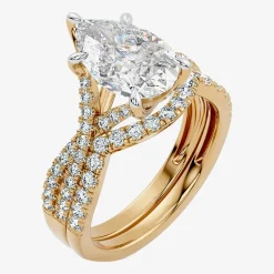 Signature By Modern Bride (F-G / Vs2-Si1) Womens 3 1/2 CT. T.W Lab Grown White Diamond 10K Gold Pear Side Stone Bridal Set
