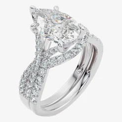 Signature By Modern Bride (F-G / Vs2-Si1) Womens 3 1/2 CT. T.W Lab Grown White Diamond 10K Gold Pear Side Stone Bridal Set