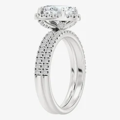 Signature By Modern Bride (F / Vs2) Womens 3 3/4 CT. T.W. Lab Grown White Diamond 10K Gold Oval Side Stone Halo Bridal Set