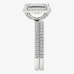 Signature By Modern Bride (F / Vs2) Womens 3 3/4 CT. T.W. Lab Grown White Diamond 10K Gold Side Stone Halo Bridal Set