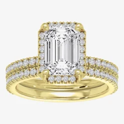 Signature By Modern Bride (F / Vs2) Womens 3 3/4 CT. T.W. Lab Grown White Diamond 10K Gold Side Stone Halo Bridal Set