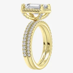 Signature By Modern Bride (F / Vs2) Womens 3 3/4 CT. T.W. Lab Grown White Diamond 10K Gold Side Stone Halo Bridal Set