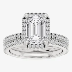 Signature By Modern Bride (F / Vs2) Womens 3 3/4 CT. T.W. Lab Grown White Diamond 10K Gold Side Stone Halo Bridal Set
