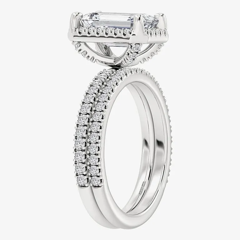 Signature By Modern Bride (F / Vs2) Womens 3 3/4 CT. T.W. Lab Grown White Diamond 10K Gold Side Stone Halo Bridal Set