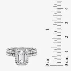 Signature By Modern Bride (F / Vs2) Womens 3 3/4 CT. T.W. Lab Grown White Diamond 10K Gold Side Stone Halo Bridal Set