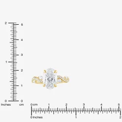 Signature By Modern Bride (F / Vs2) Womens 3 1/4 CT. T.W. Lab Grown White Diamond 14K Gold Oval Side Stone Engagement Ring