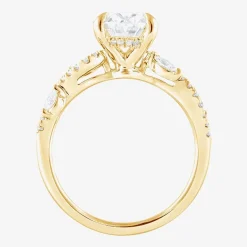 Signature By Modern Bride (F / Vs2) Womens 3 1/4 CT. T.W. Lab Grown White Diamond 14K Gold Oval Side Stone Engagement Ring