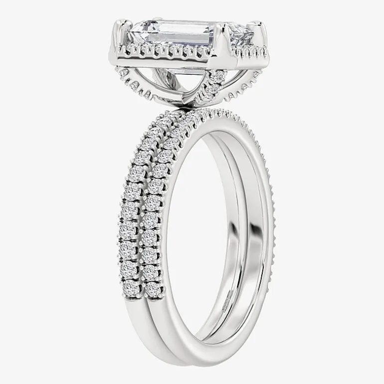Signature By Modern Bride (F / Vs2) Womens 6 CT. T.W. Lab Grown White Diamond 10K Gold Side Stone Halo Bridal Set
