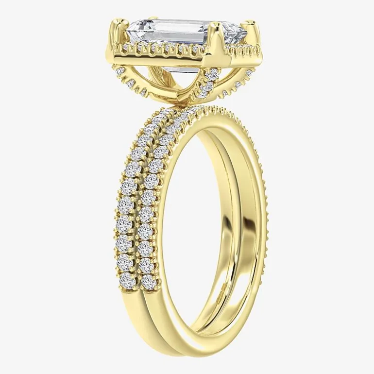Signature By Modern Bride (F / Vs2) Womens 6 CT. T.W. Lab Grown White Diamond 10K Gold Side Stone Halo Bridal Set