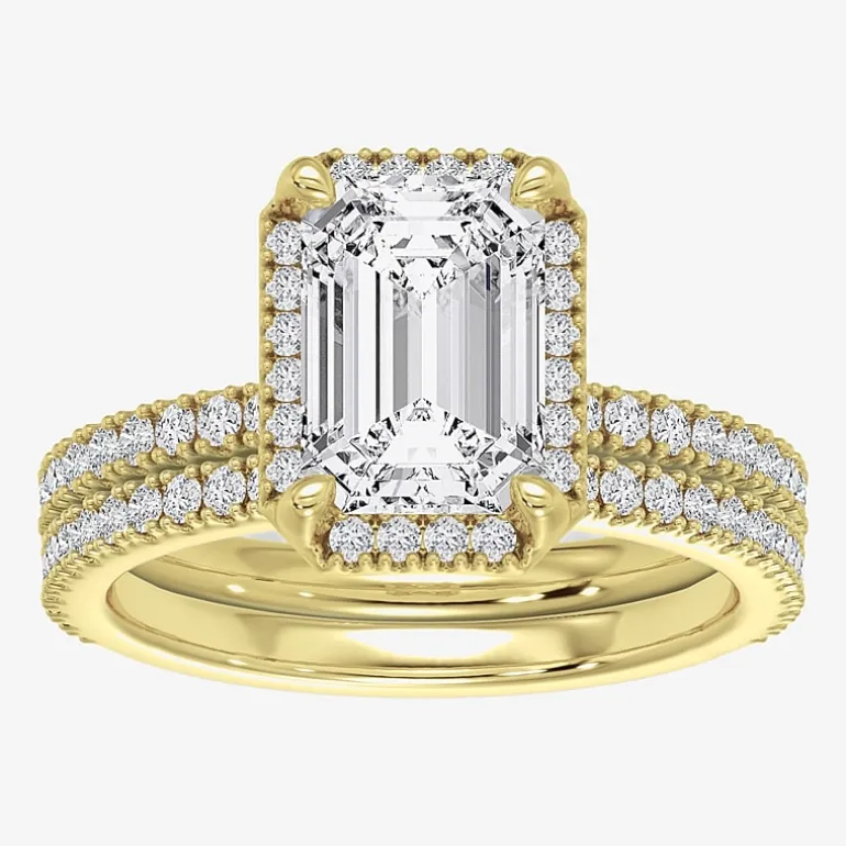 Signature By Modern Bride (F / Vs2) Womens 6 CT. T.W. Lab Grown White Diamond 10K Gold Side Stone Halo Bridal Set