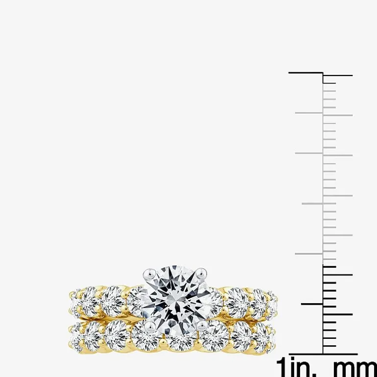 Signature By Modern Bride (F / VS2) Womens 4 CT. T.W. Lab Grown White Diamond 10K or 14K Gold Round Side Stone Bridal Set