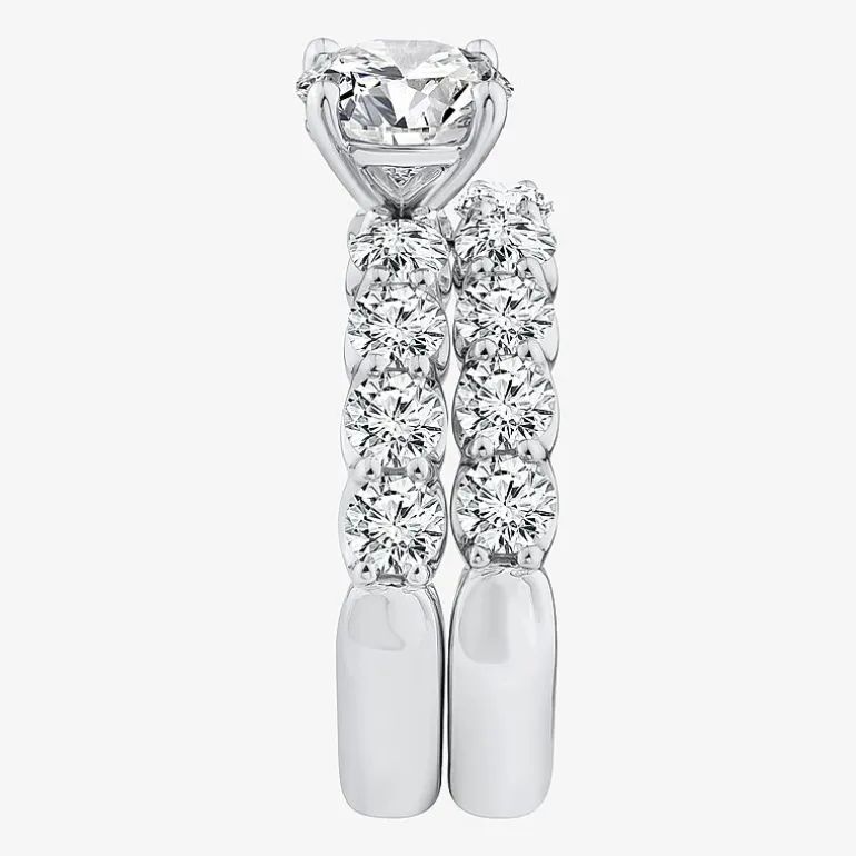 Signature By Modern Bride (F / VS2) Womens 4 CT. T.W. Lab Grown White Diamond 10K or 14K Gold Round Side Stone Bridal Set