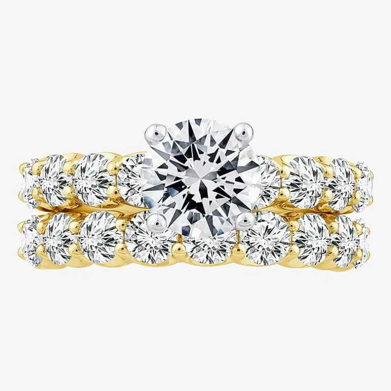 Signature By Modern Bride (F / VS2) Womens 4 CT. T.W. Lab Grown White Diamond 10K or 14K Gold Round Side Stone Bridal Set