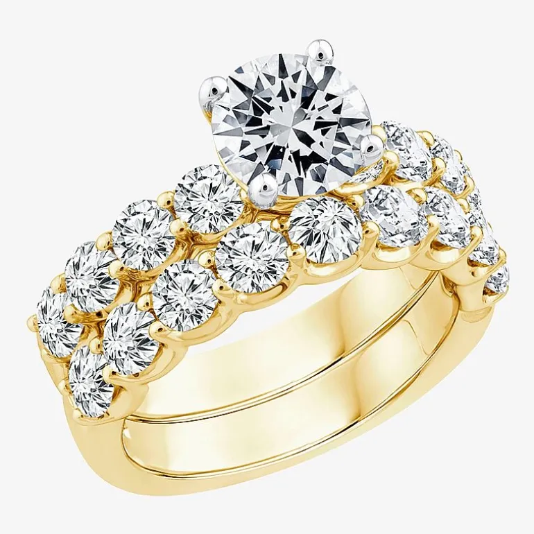 Signature By Modern Bride (F / VS2) Womens 4 CT. T.W. Lab Grown White Diamond 10K or 14K Gold Round Side Stone Bridal Set