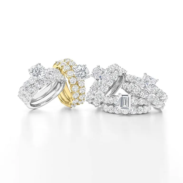 Signature By Modern Bride (F / VS2) Womens 4 CT. T.W. Lab Grown White Diamond 10K or 14K Gold Round Side Stone Bridal Set