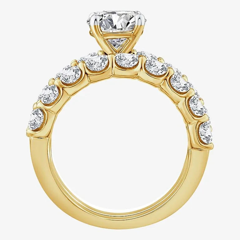 Signature By Modern Bride (F / VS2) Womens 4 CT. T.W. Lab Grown White Diamond 10K or 14K Gold Round Side Stone Bridal Set