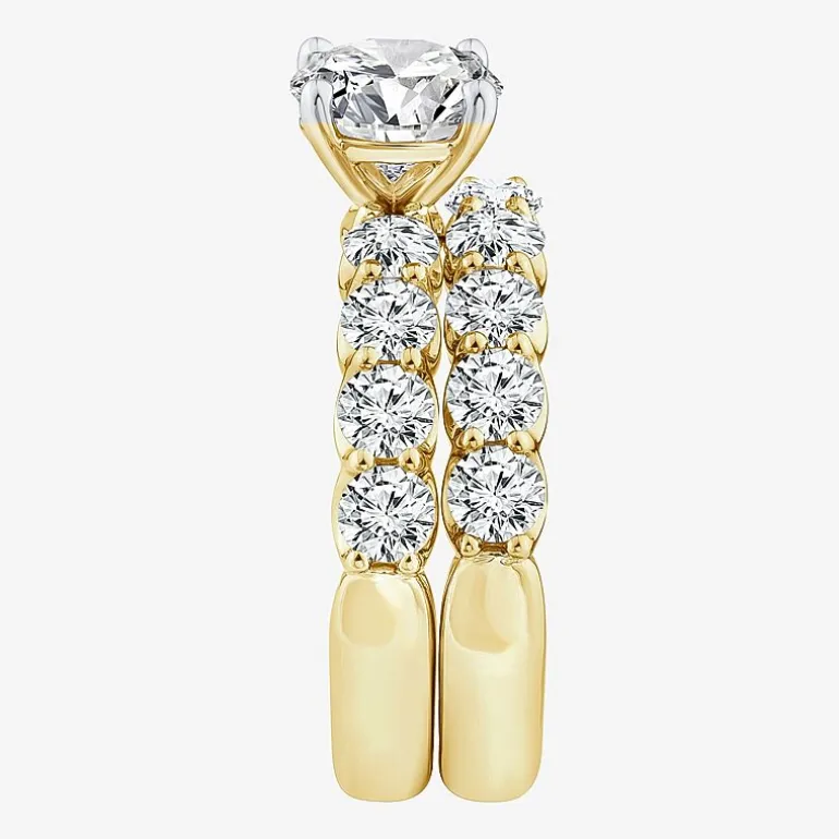 Signature By Modern Bride (F / VS2) Womens 4 CT. T.W. Lab Grown White Diamond 10K or 14K Gold Round Side Stone Bridal Set