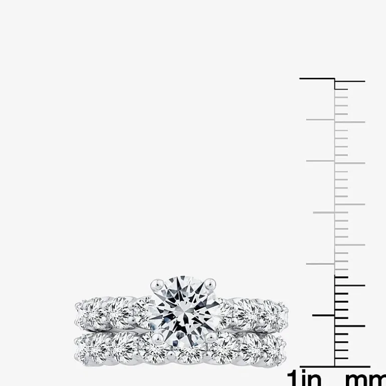 Signature By Modern Bride (F / VS2) Womens 4 CT. T.W. Lab Grown White Diamond 10K or 14K Gold Round Side Stone Bridal Set