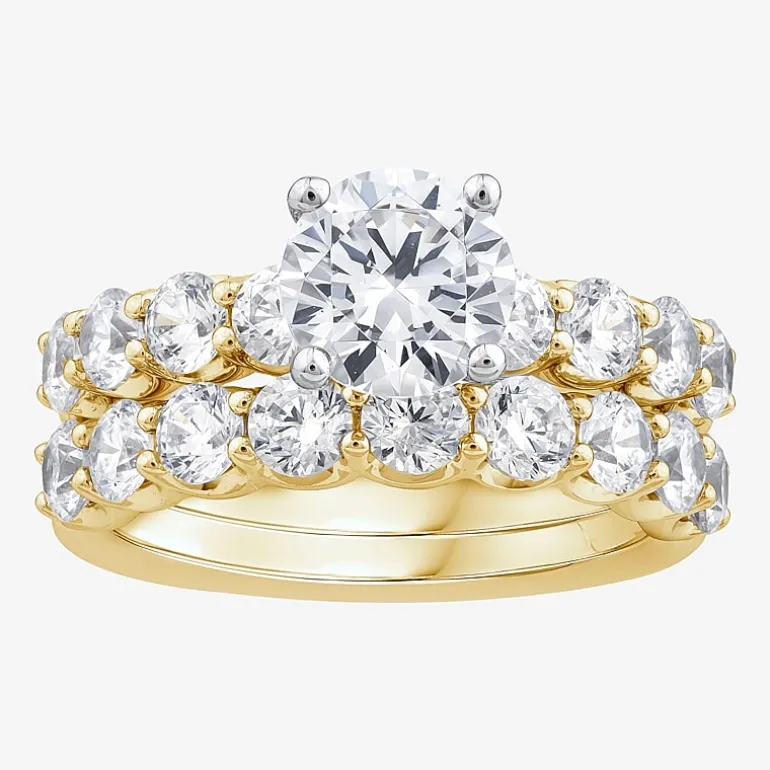 Signature By Modern Bride (F / VS2) Womens 4 CT. T.W. Lab Grown White Diamond 10K or 14K Gold Round Side Stone Bridal Set