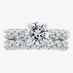 Signature By Modern Bride (F / VS2) Womens 4 CT. T.W. Lab Grown White Diamond 10K or 14K Gold Round Side Stone Bridal Set