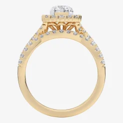 Signature By Modern Bride (G-H / Si1-Si2) Womens Lab Grown White Diamond 10K Gold Round Side Stone Halo Bridal Set
