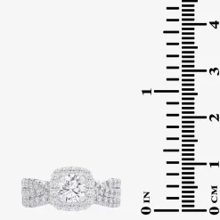 Signature By Modern Bride (G-H / Si1-Si2) Womens Lab Grown White Diamond 10K Gold Round Side Stone Halo Bridal Set